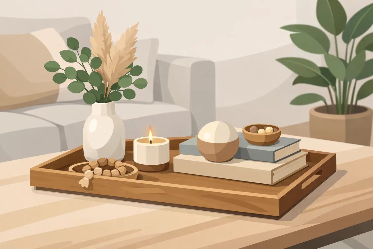How to Style a Wooden Coffee Table Tray Beautifully