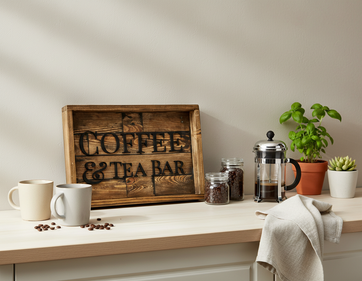 Rustic Coffee & Tea Bar Sign | Reclaimed Pallet Wood Wall Sign image 8