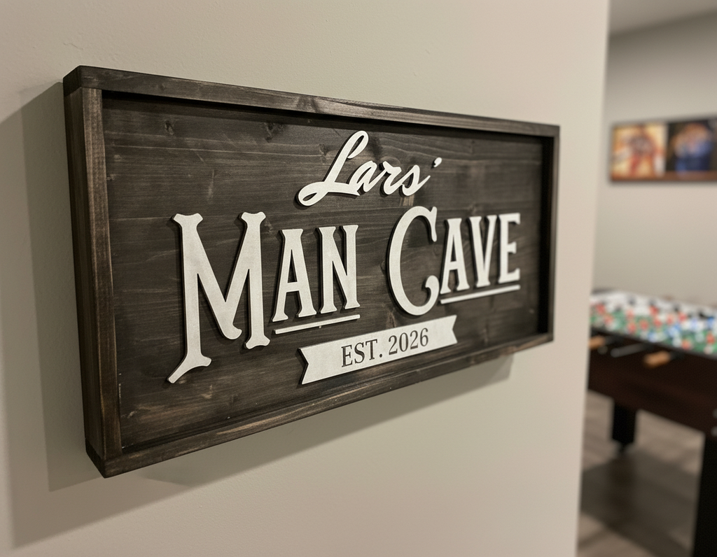 Man Cave Sign Personalised | Custom Name Wood Sign