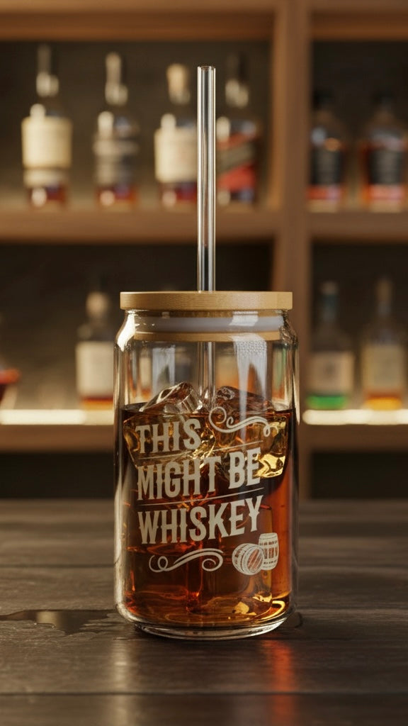 Funny Whiskey Glass - "This Might Be Whiskey"