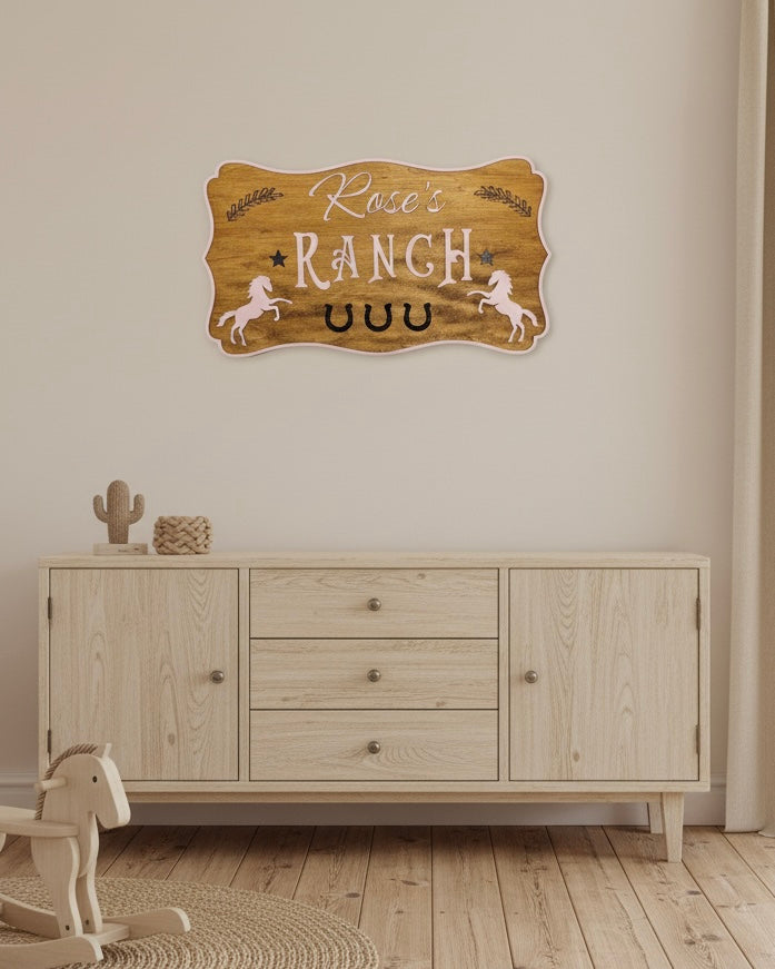 Personalised Children's Ranch Name Sign | Custom Wooden Wall Décor for Kids image 7