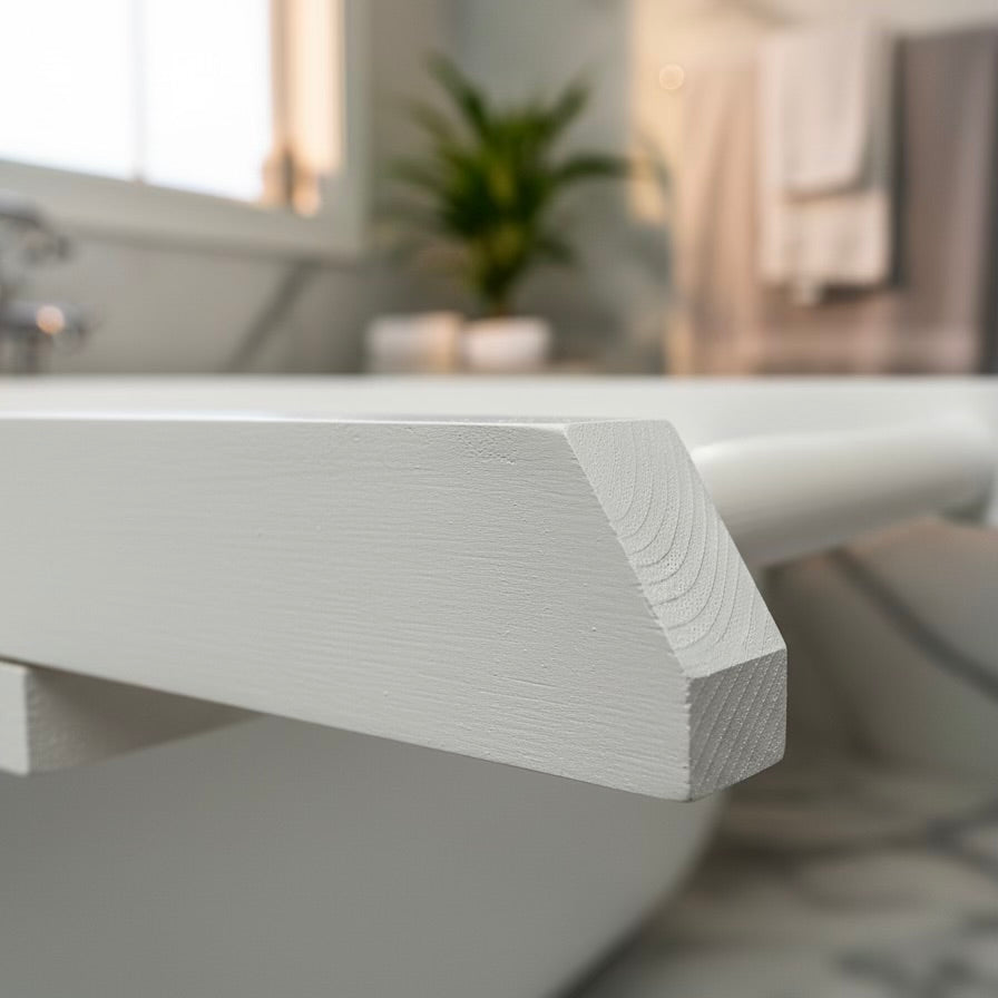 Handmade Bath Caddy | Wooden Bathtub Tray with Towel Rail | Custom Bath Board