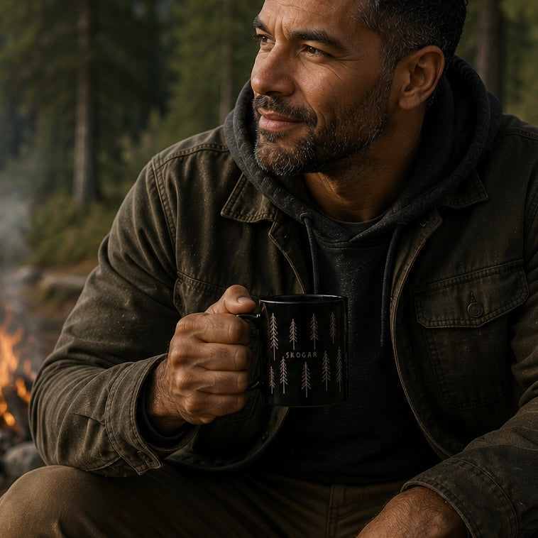 Black Coffee Mug | Forest Cup | Nature Lover | 325ml SKOGAR Woodland