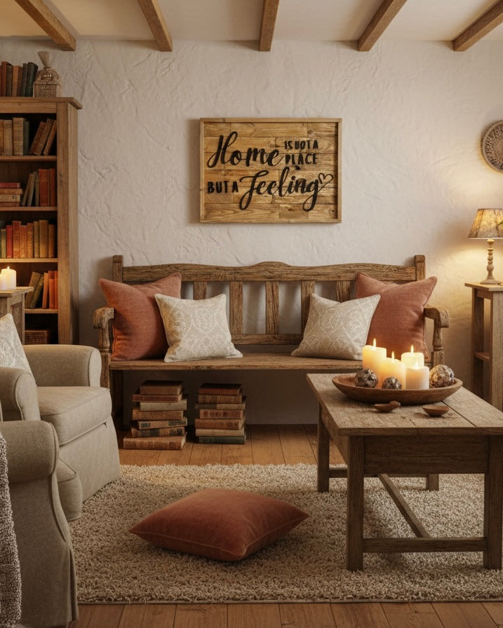 Reclaimed Wood Wall Sign “Home Is Not a Place, But a Feeling” | Rustic Pallet