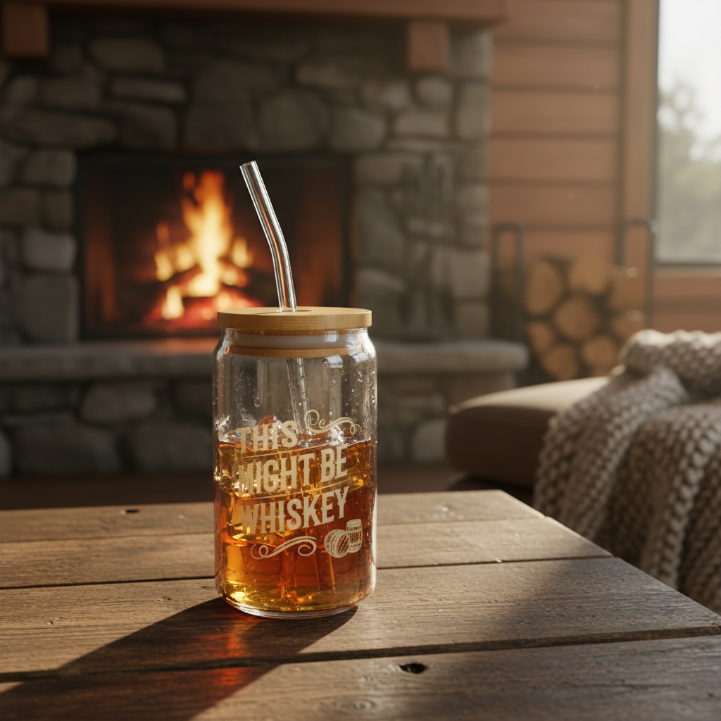 Funny Whiskey Glass - "This Might Be Whiskey"