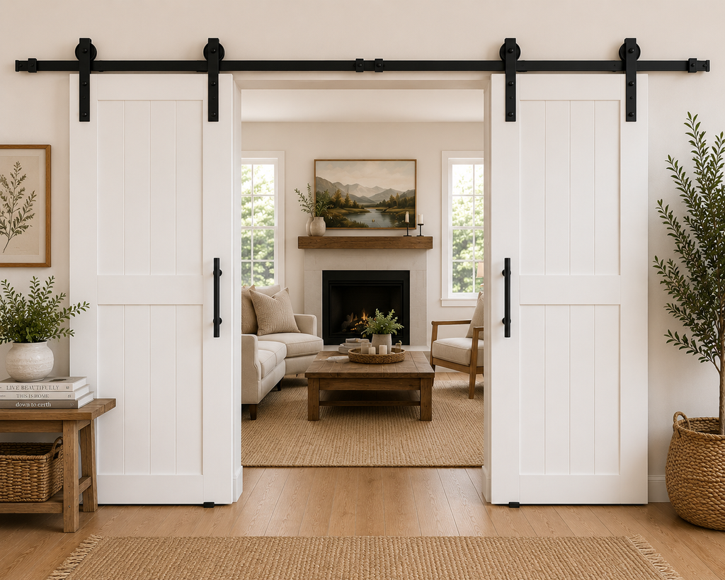 Double Barn Door | Custom Handmade Douglas Fir Sliding Doors | Made to Measure