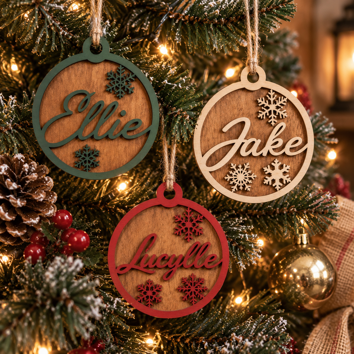 Personalised Wooden Christmas Ornament | Custom Name Bauble