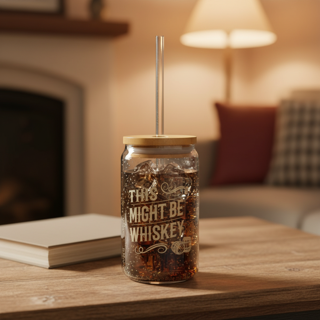 Funny Whiskey Glass - "This Might Be Whiskey"