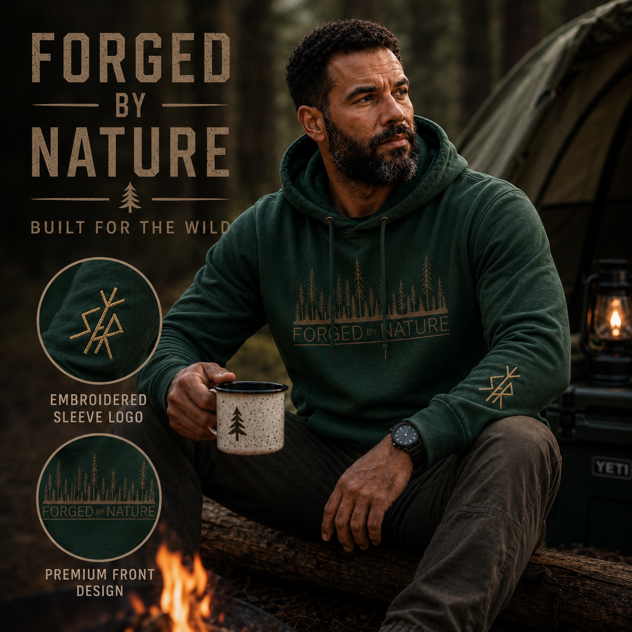 Forest Hoodie – Nordic Outdoor Hoodie | Fleece-Lined Cotton Hoodie | Hiking Hoodie | Camping Sweatshirt