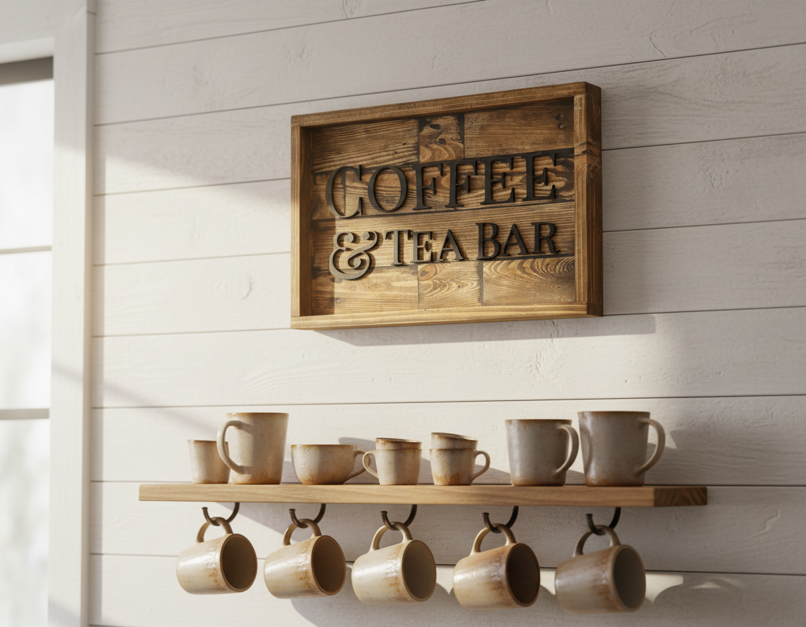 Rustic Coffee & Tea Bar Sign | Reclaimed Pallet Wood Wall Sign image 10