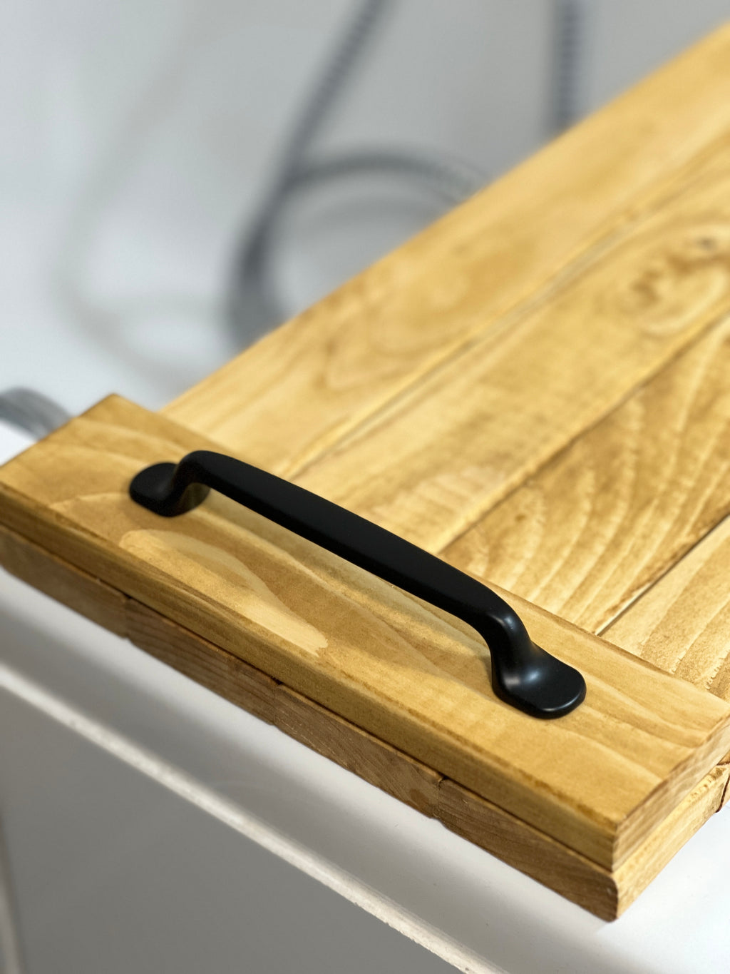 Handcrafted Rustic Oak Stain Wooden Bath Caddy | Bathtub Tray image 12
