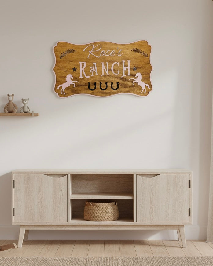 Personalised Children's Ranch Name Sign | Custom Wooden Wall Décor for Kids image 8