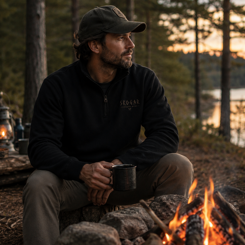 SKOGAR Quarter Zip Sweatshirt | Nordic Pullover | Soft Brushed Outdoor Jumper