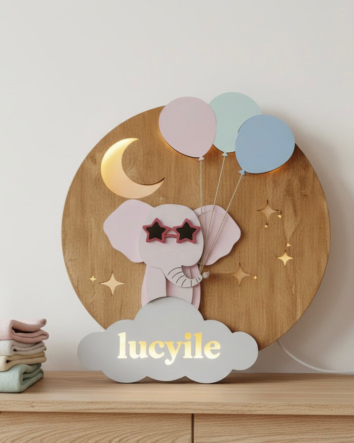 Personalised Night Light | Elephant Nursery Name Light image 9