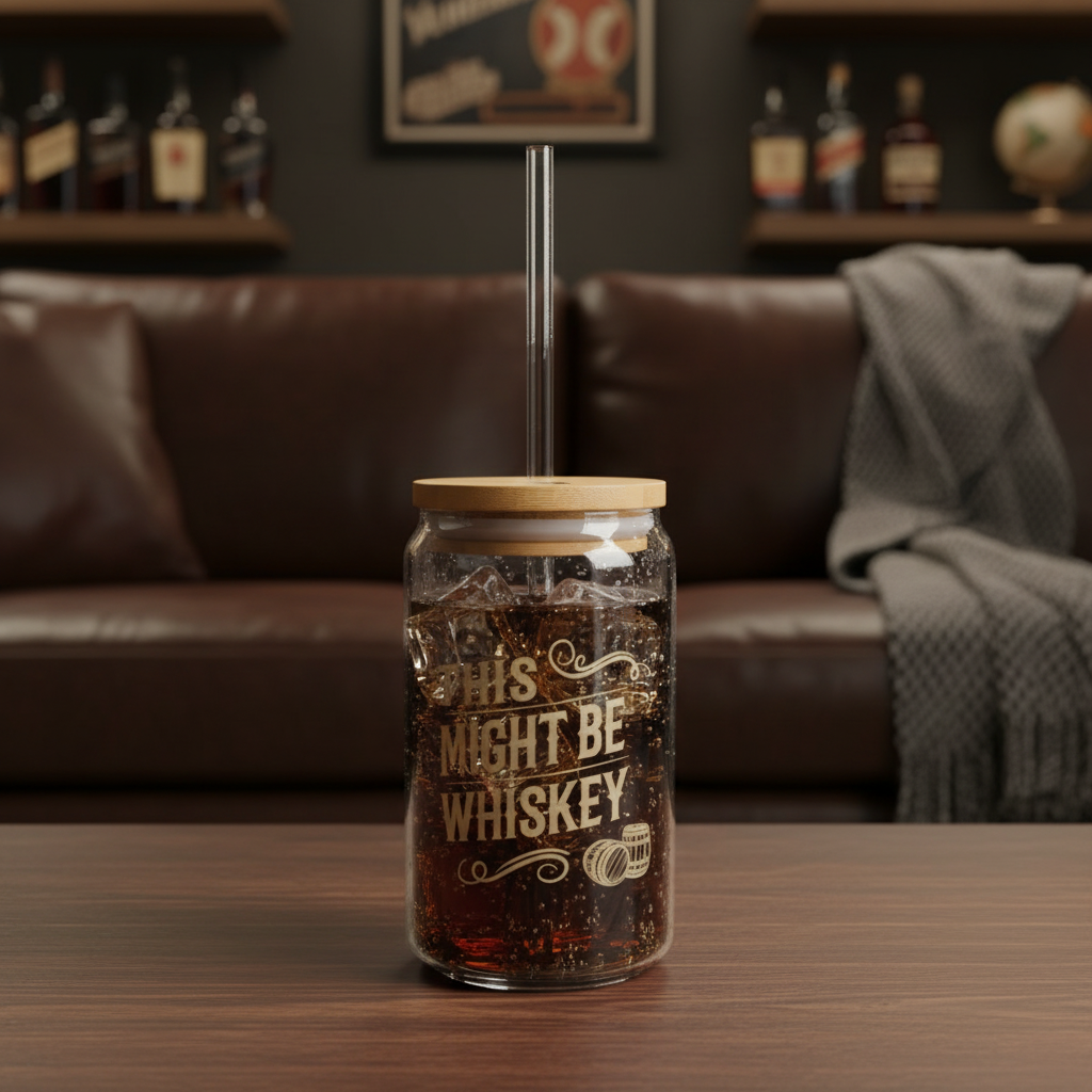 Funny Whiskey Glass - "This Might Be Whiskey"