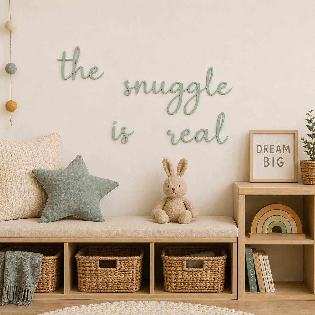 The Snuggle Is Real Wooden Nursery Wall Décor | Baby Room Wall Sign | Wooden Script Wall Art | Nursery Decoration