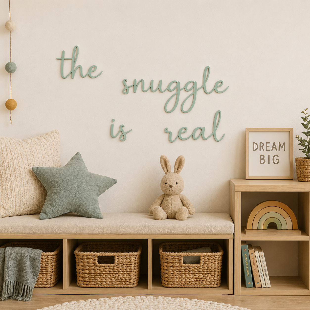 The Snuggle Is Real Wooden Nursery Wall Décor | Baby Room Wall Sign | Wooden Script Wall Art | Nursery Decoration