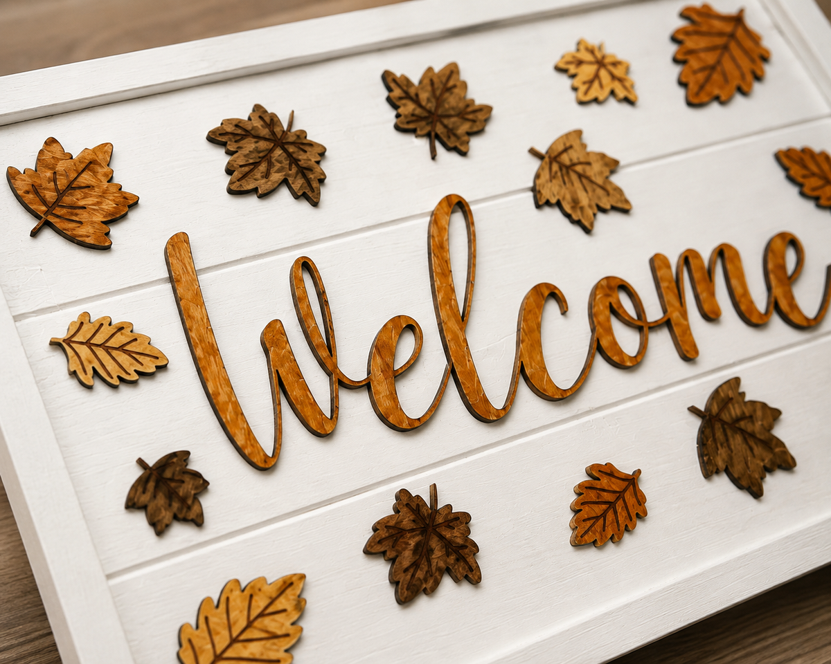 Autumn Welcome Sign, Wooden Fall Door Sign, Rustic Autumn Door Décor, Fall Leaves Front Door Decoration