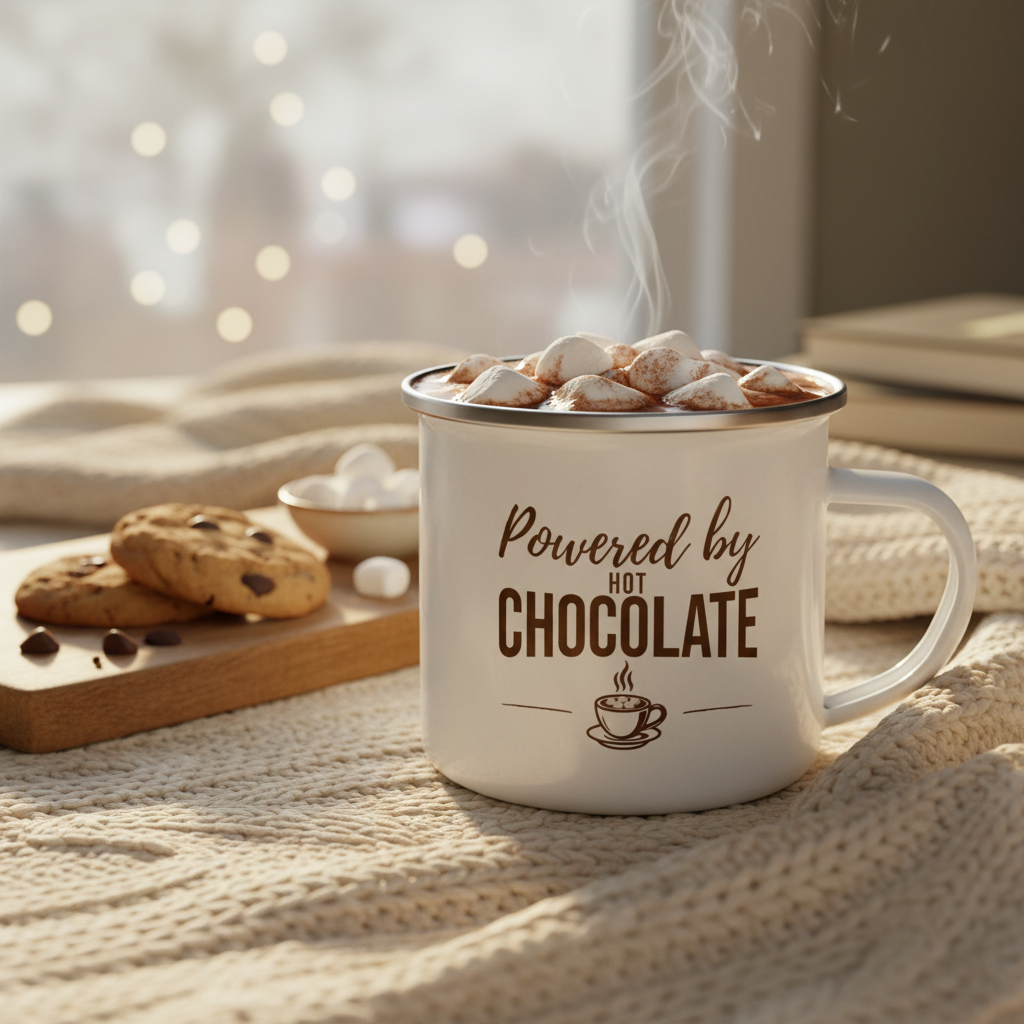Kids Camping Mug – Funny Kids Cup – Powered by Hot Chocolate