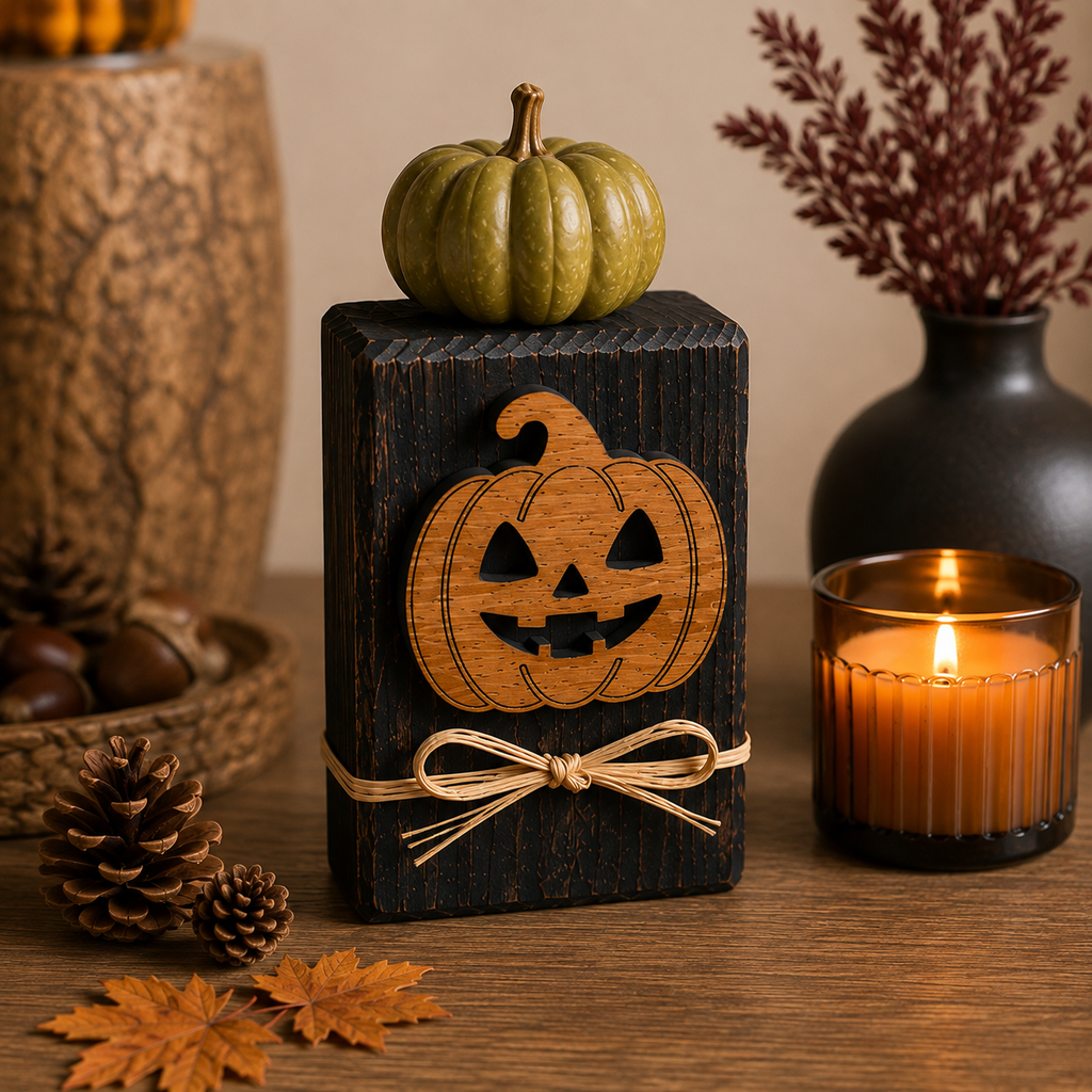 Fall Wood Block Décor, Mix & Match Autumn Decorations, Wooden Pumpkin Shelf Sitters, Hello Fall Sign, Rustic Farmhouse Décor