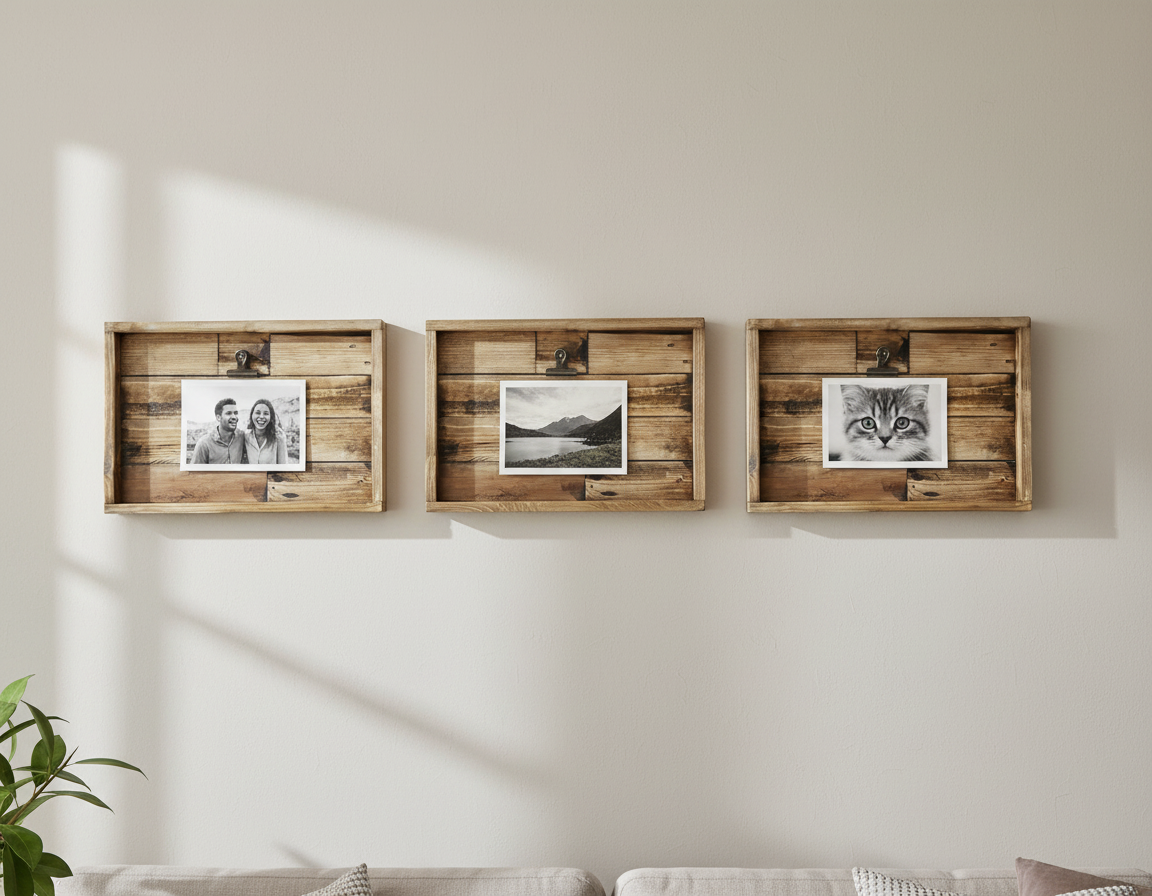 Reclaimed Wood Photo Frame – Rustic Pallet Wood Picture Holder with Clip image 6