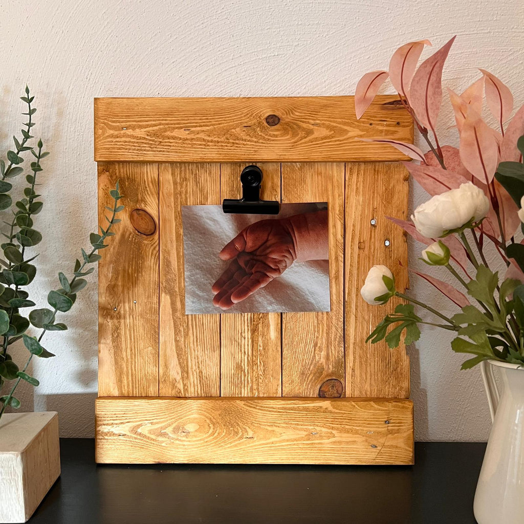 Rustic Wood Clip Frame from Reclaimed Pallet Photo, Recipe, or Note Hold image 5