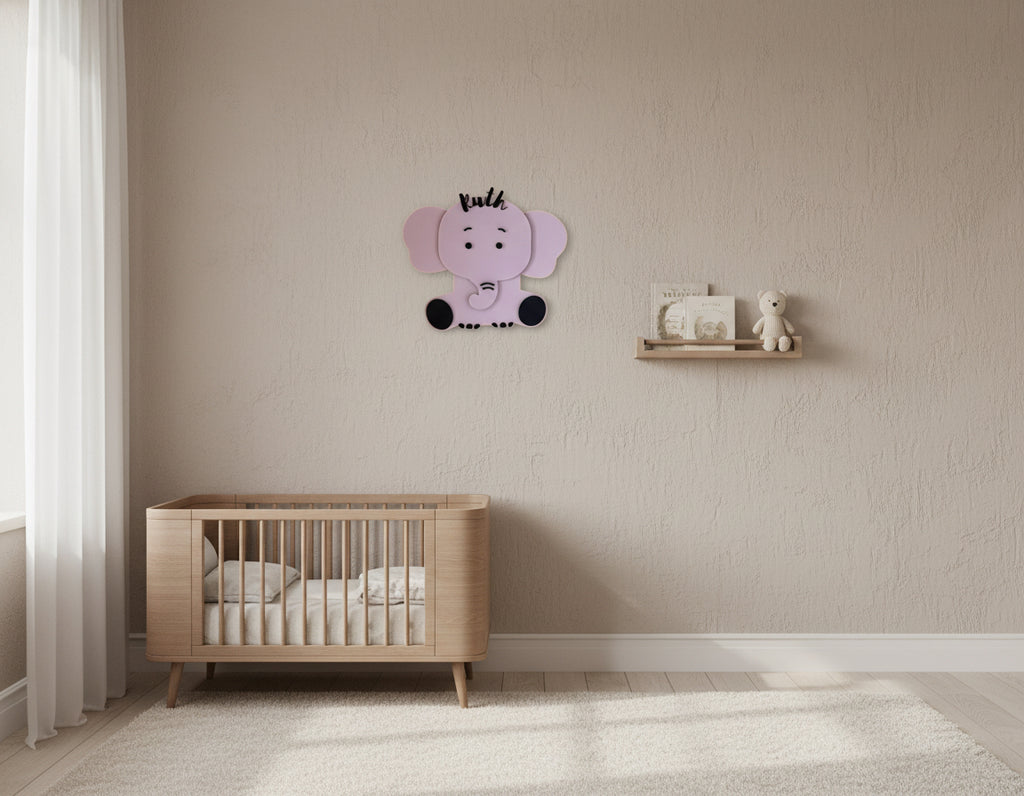 Personalised Elephant Nursery Name Sign – Custom Wooden Name Wall Décor image 10