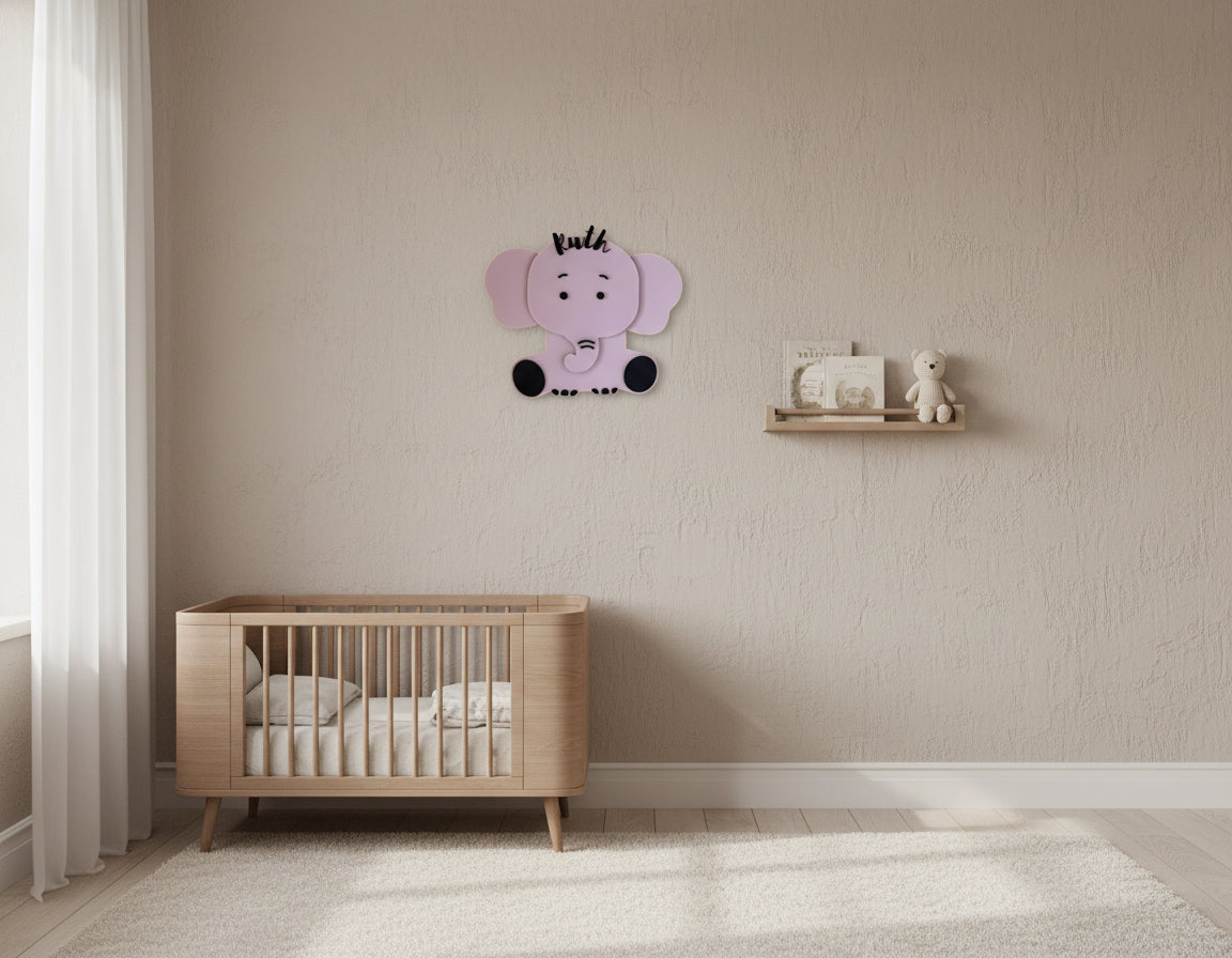 Personalised Elephant Nursery Name Sign – Custom Wooden Name Wall Décor image 10