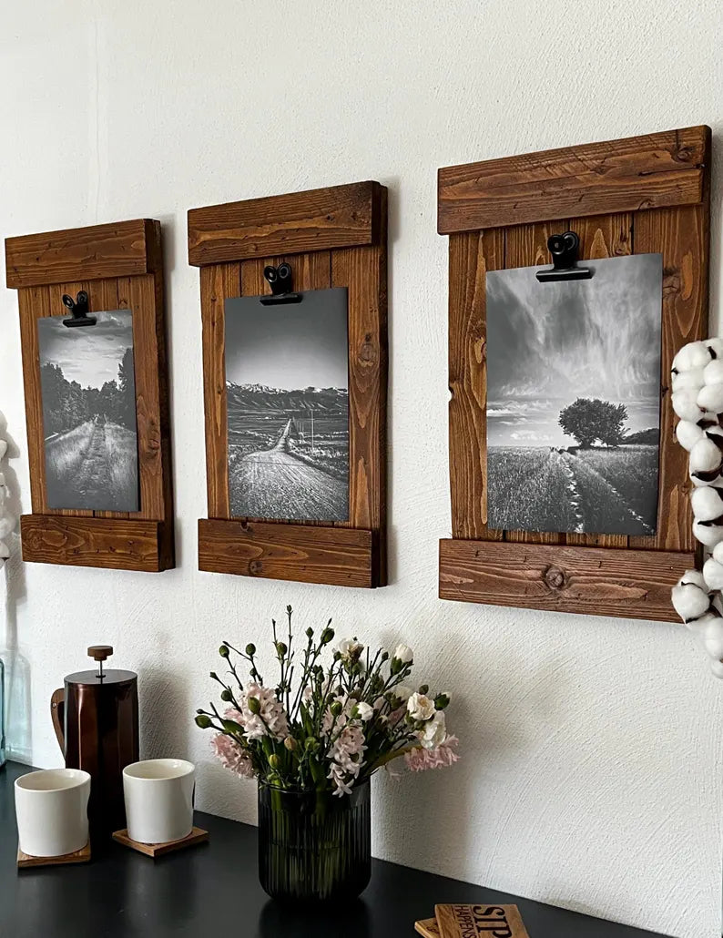 Rustic Wood Clip Frame from Reclaimed Pallet Photo, Recipe, or Note Holder image 0