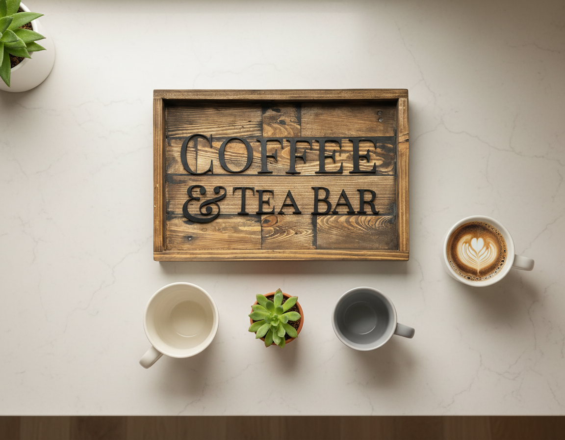 Rustic Coffee & Tea Bar Sign | Reclaimed Pallet Wood Wall Sign image 1