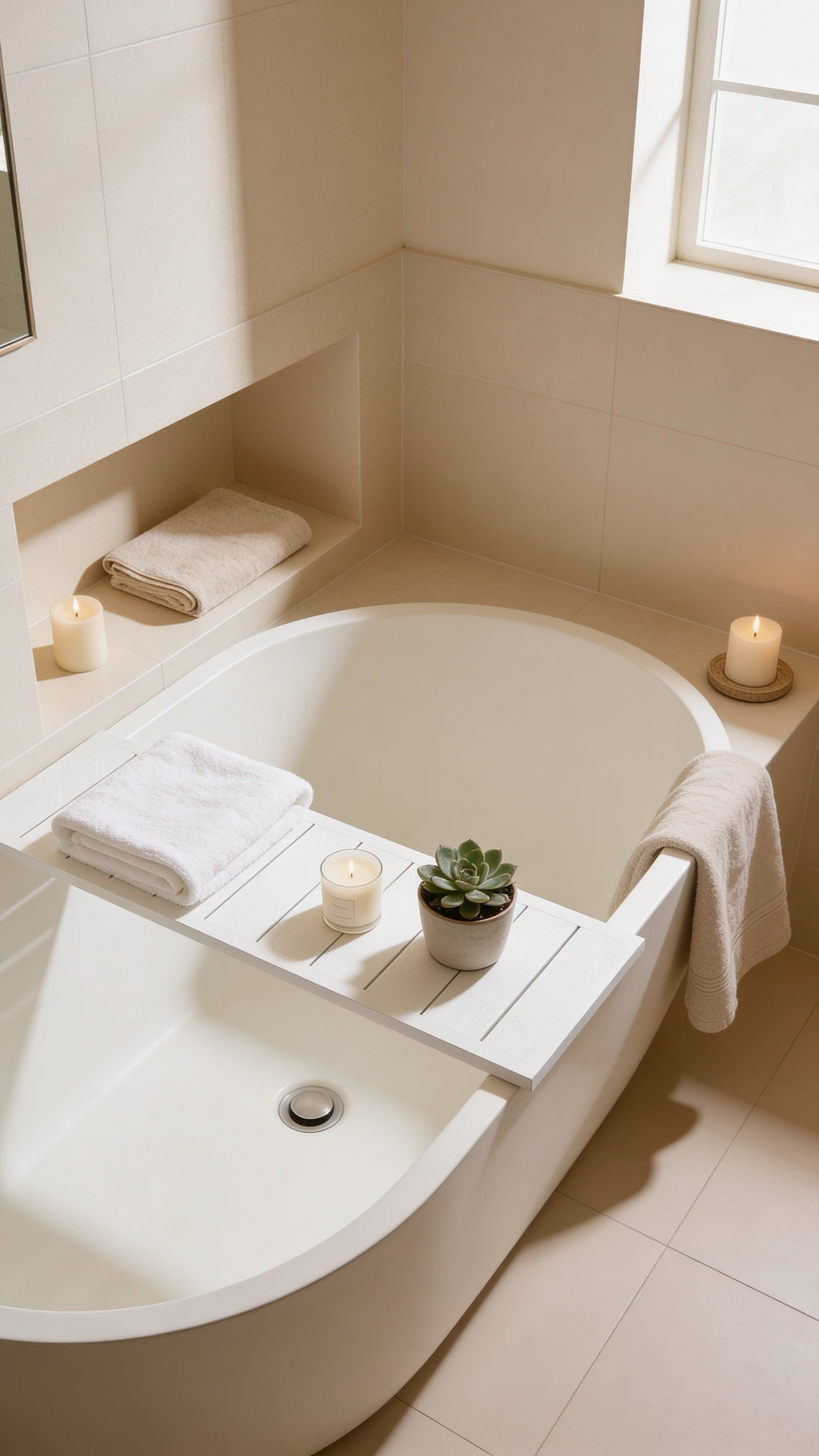 Wooden Bath Caddy Tray | Whitewash Bathtub Tray | Rustic Bath Bridge