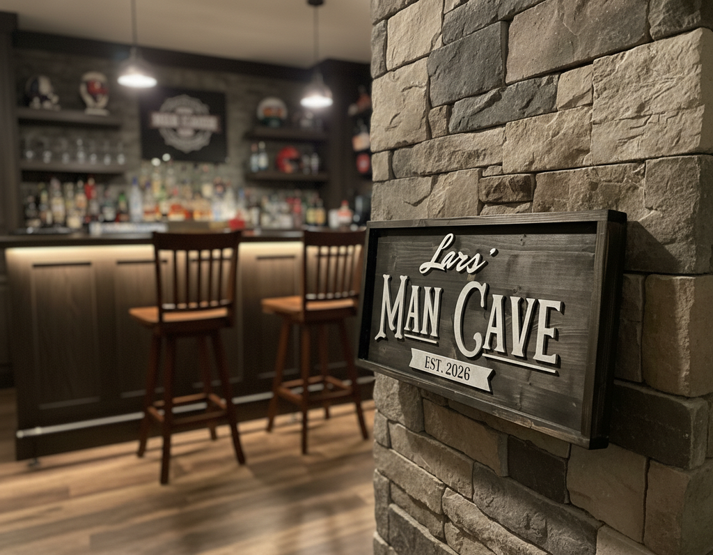 Man Cave Sign Personalised | Custom Name Wood Sign