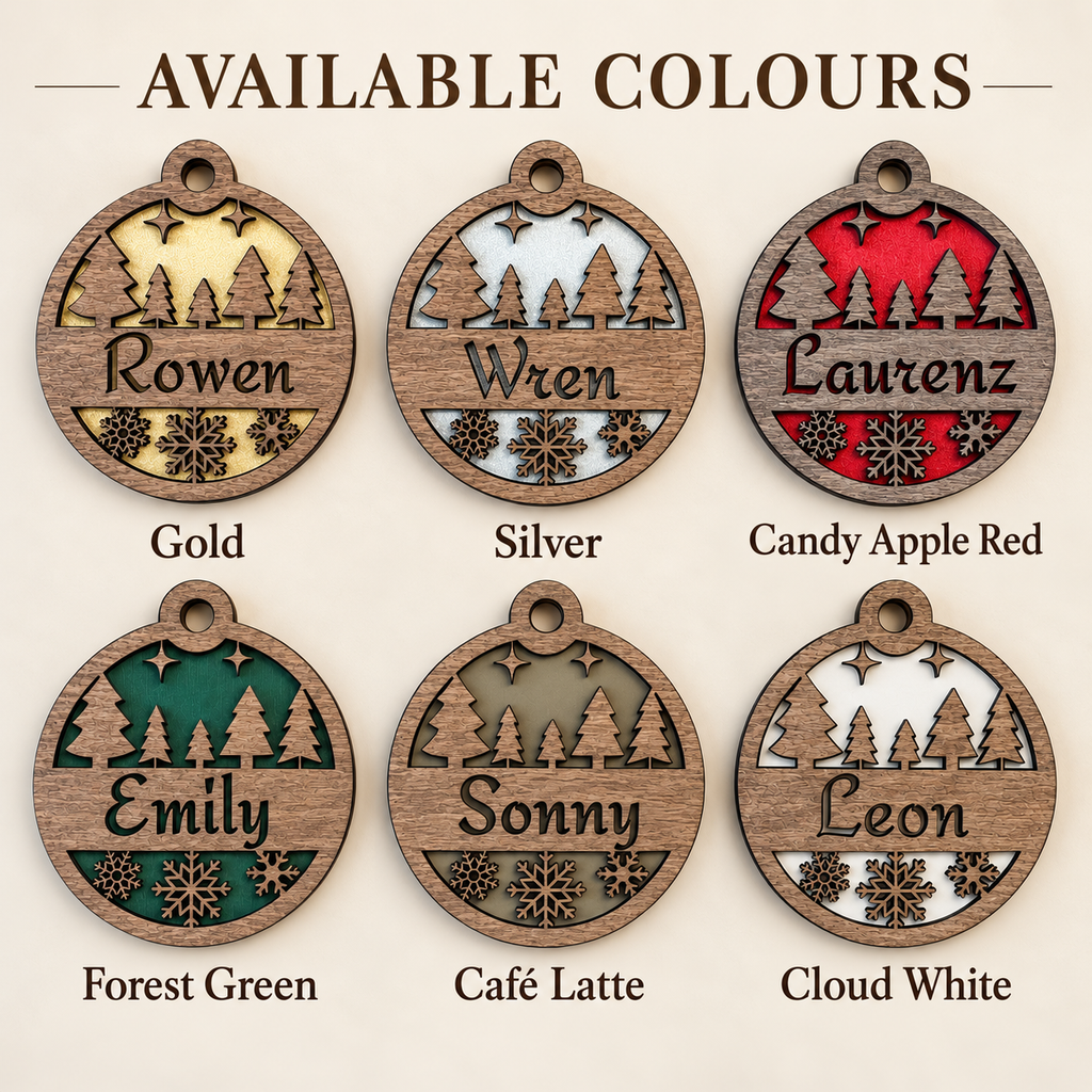 Personalised Wooden Christmas Ornament – Winter Forest