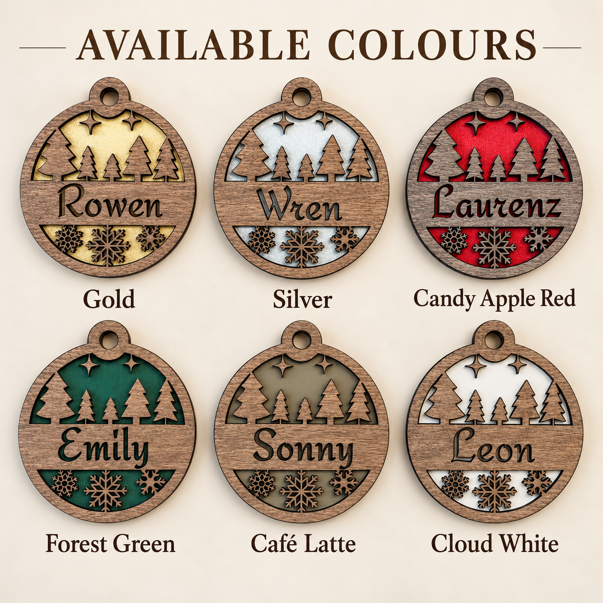 Personalised Wooden Christmas Ornament – Winter Forest