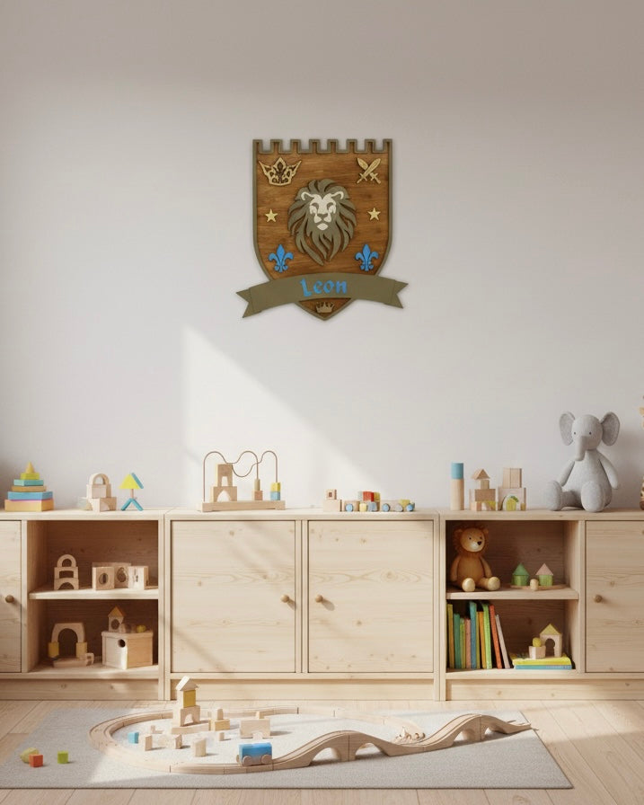 Personalised Lion Wall Crest | Safari Nursery Décor