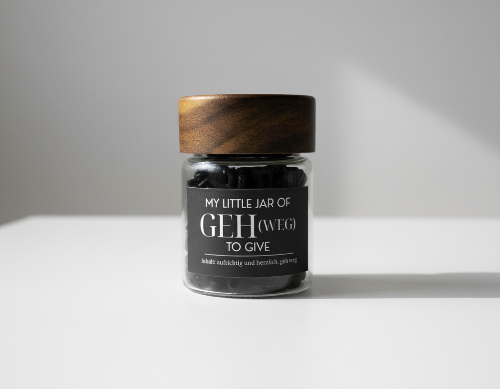 My Little Jar of “GEH (Weg) to Give” | Funny Desk Gift | Laser Cut Wooden Tokens image 3