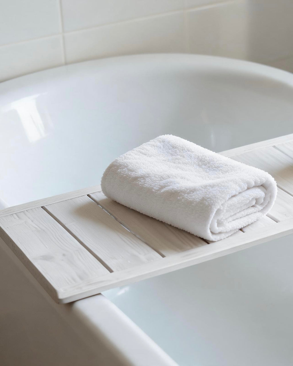 Wooden Bath Caddy Tray | Whitewash Bathtub Tray | Rustic Bath Bridge