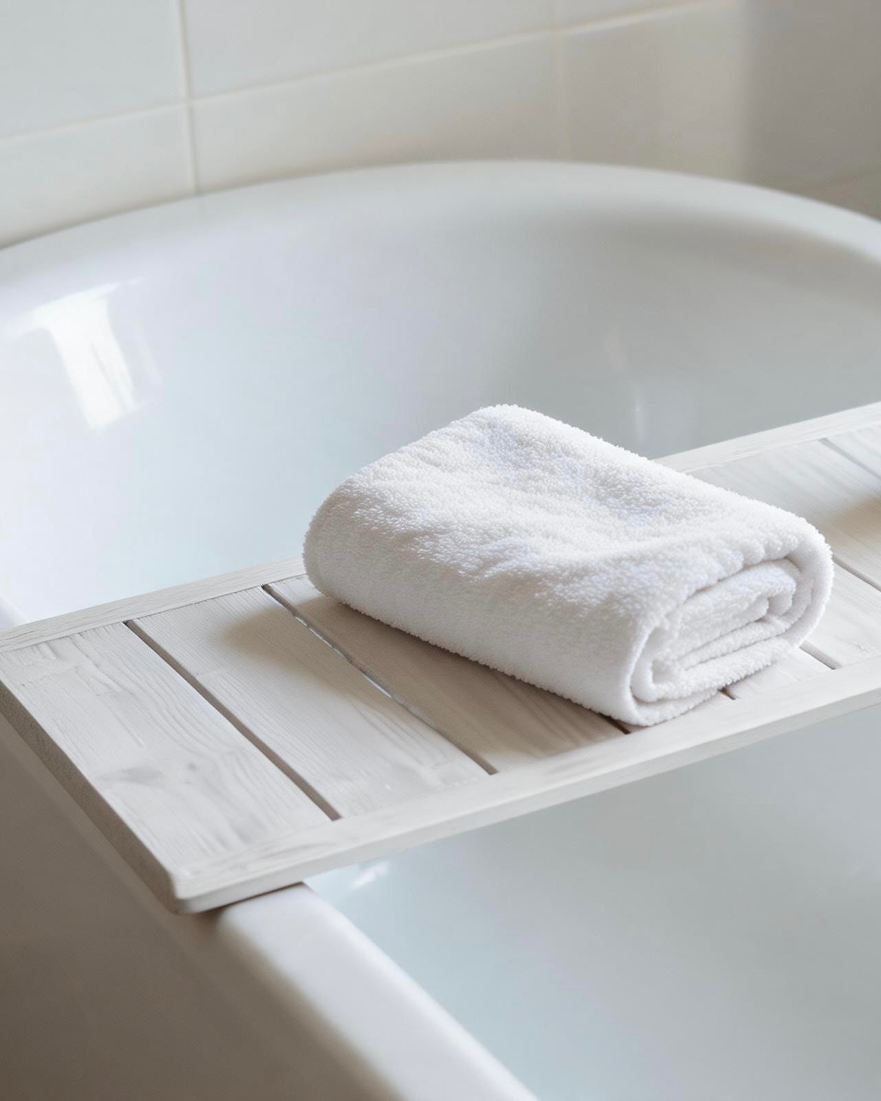 Wooden Bath Caddy Tray | Whitewash Bathtub Tray | Rustic Bath Bridge