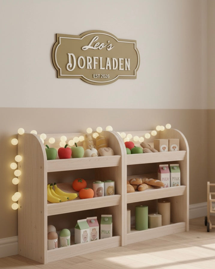 Personalised Wooden “Dorfladen” Sign for Children | Custom Play Shop Wall Sign image 5