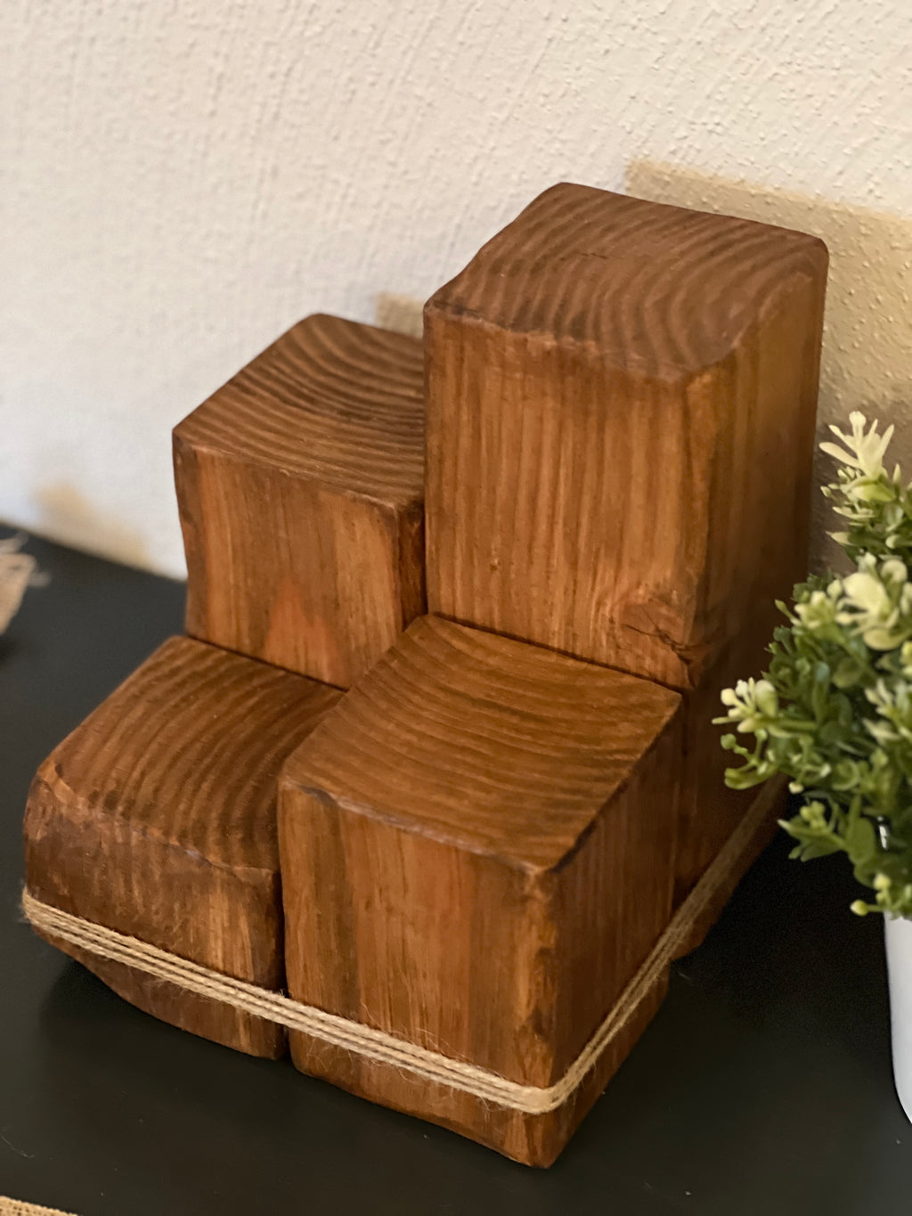 Rustic Wooden Desk Organiser | Solid Douglas Block Stand image 6