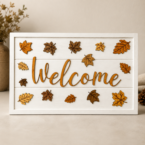 Autumn Welcome Sign, Wooden Fall Door Sign, Rustic Autumn Door Décor, Fall Leaves Front Door Decoration
