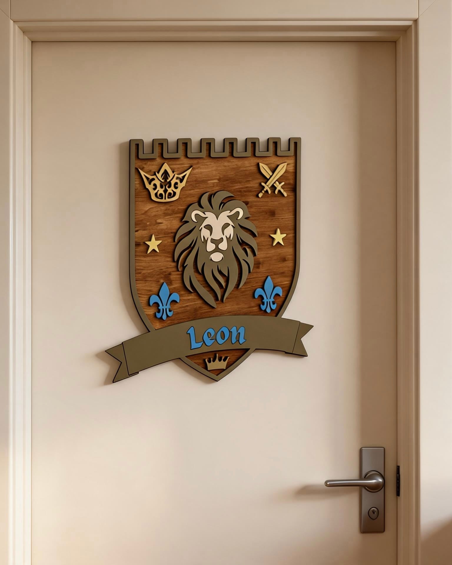 Personalised Lion Wall Crest | Safari Nursery Décor