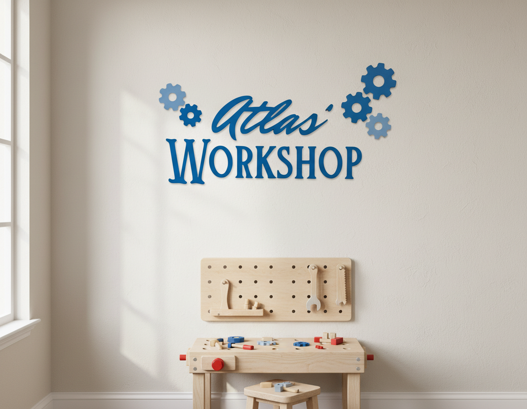 Personalised Children's Wooden Workshop Wall Sign