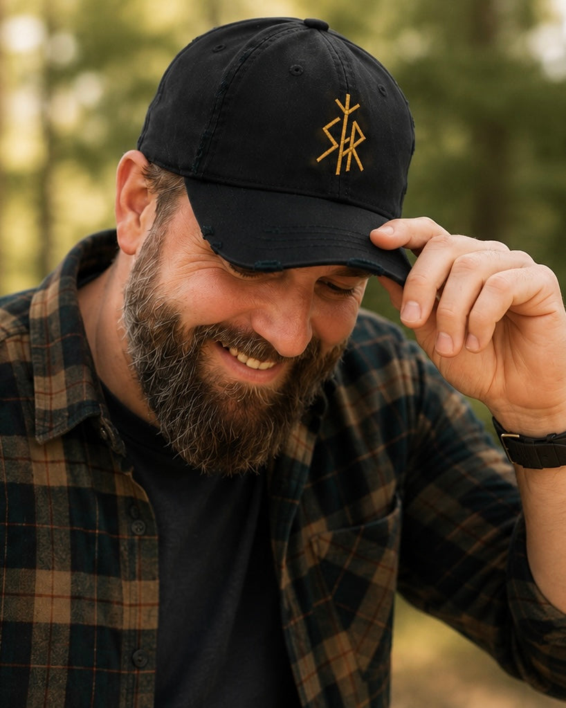 SKOGAR Distressed Dad Hat | Embroidered Outdoor Adventure Cap