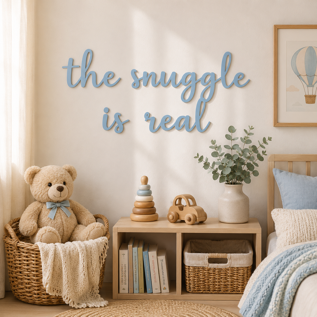 The Snuggle Is Real Wooden Nursery Wall Décor | Baby Room Wall Sign | Wooden Script Wall Art | Nursery Decoration