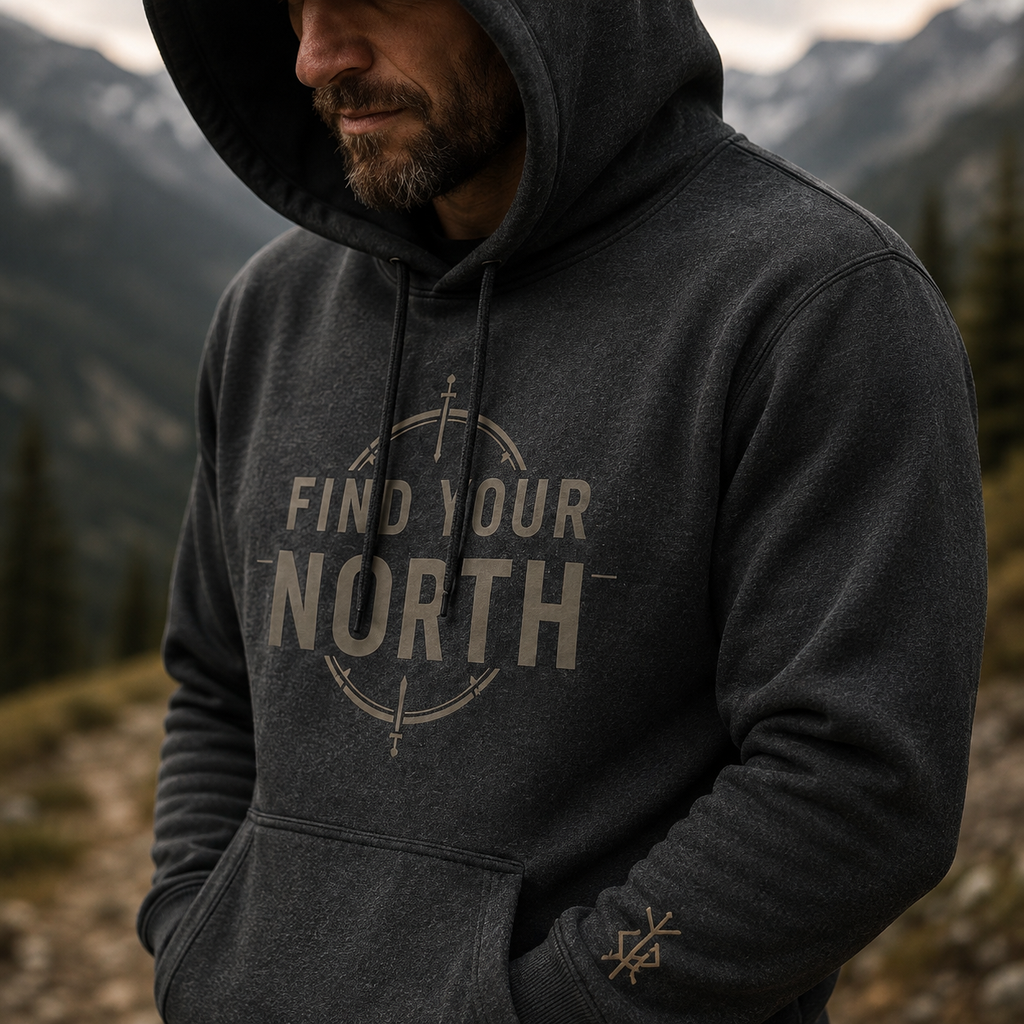 Find Your North Compass Hoodie | Minimalist Outdoor Adventure Apparel