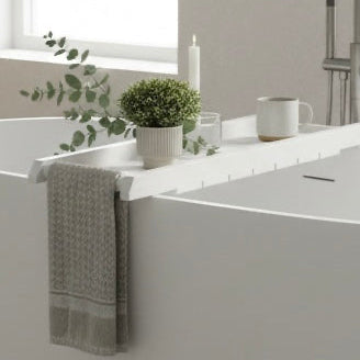 Handmade Bath Caddy | Wooden Bathtub Tray with Towel Rail | Custom Bath Board