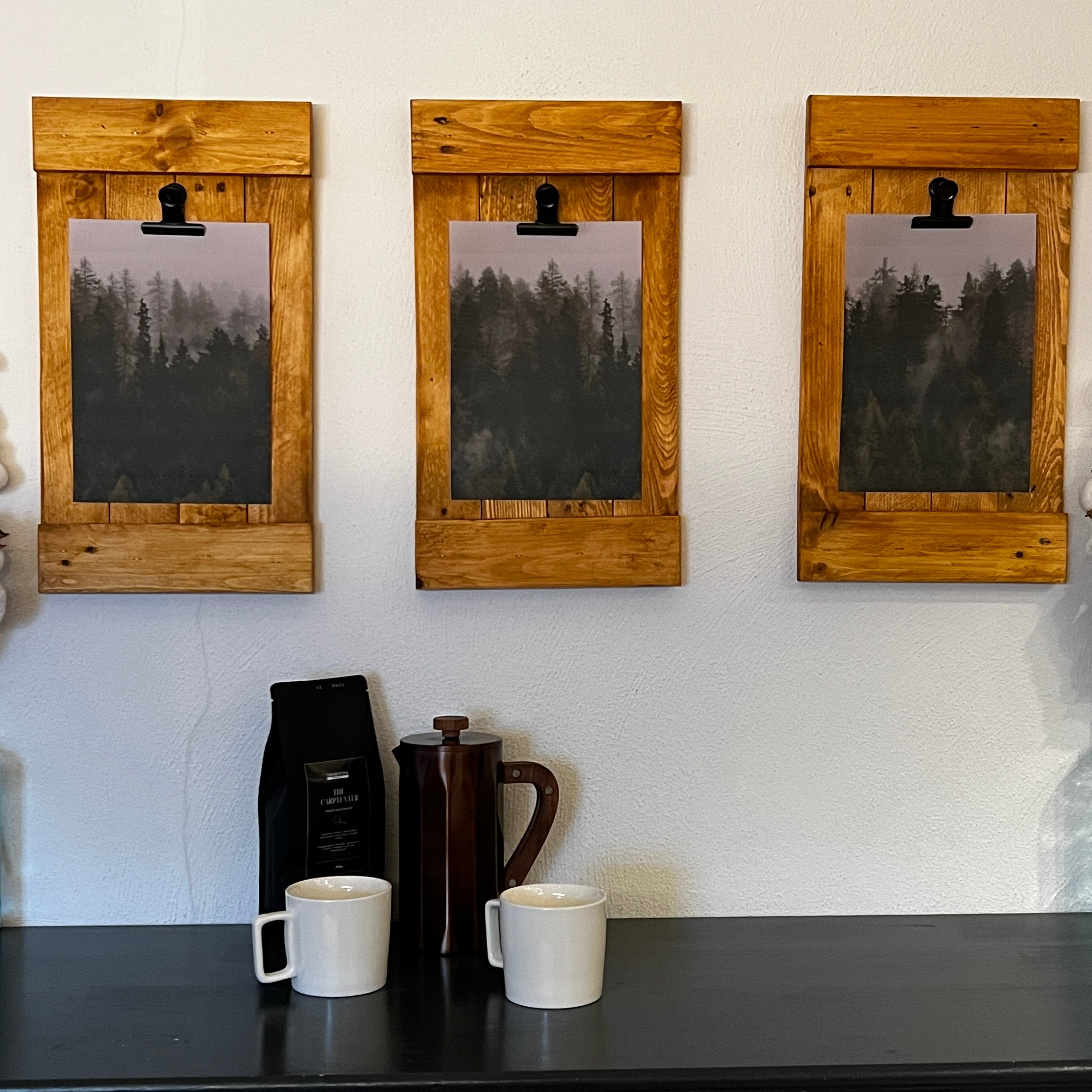 Farmhouse-style Clip Frame made from Pallet Wood with an Oak Finish