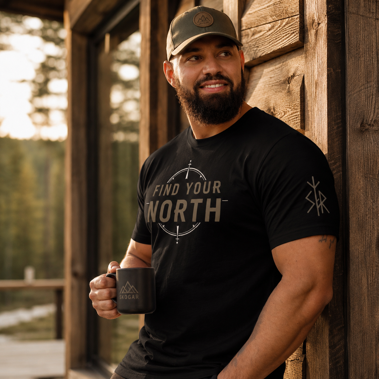 Find Your North Compass T-Shirt | Outdoor Adventure Hiking Tee SKOGAR
