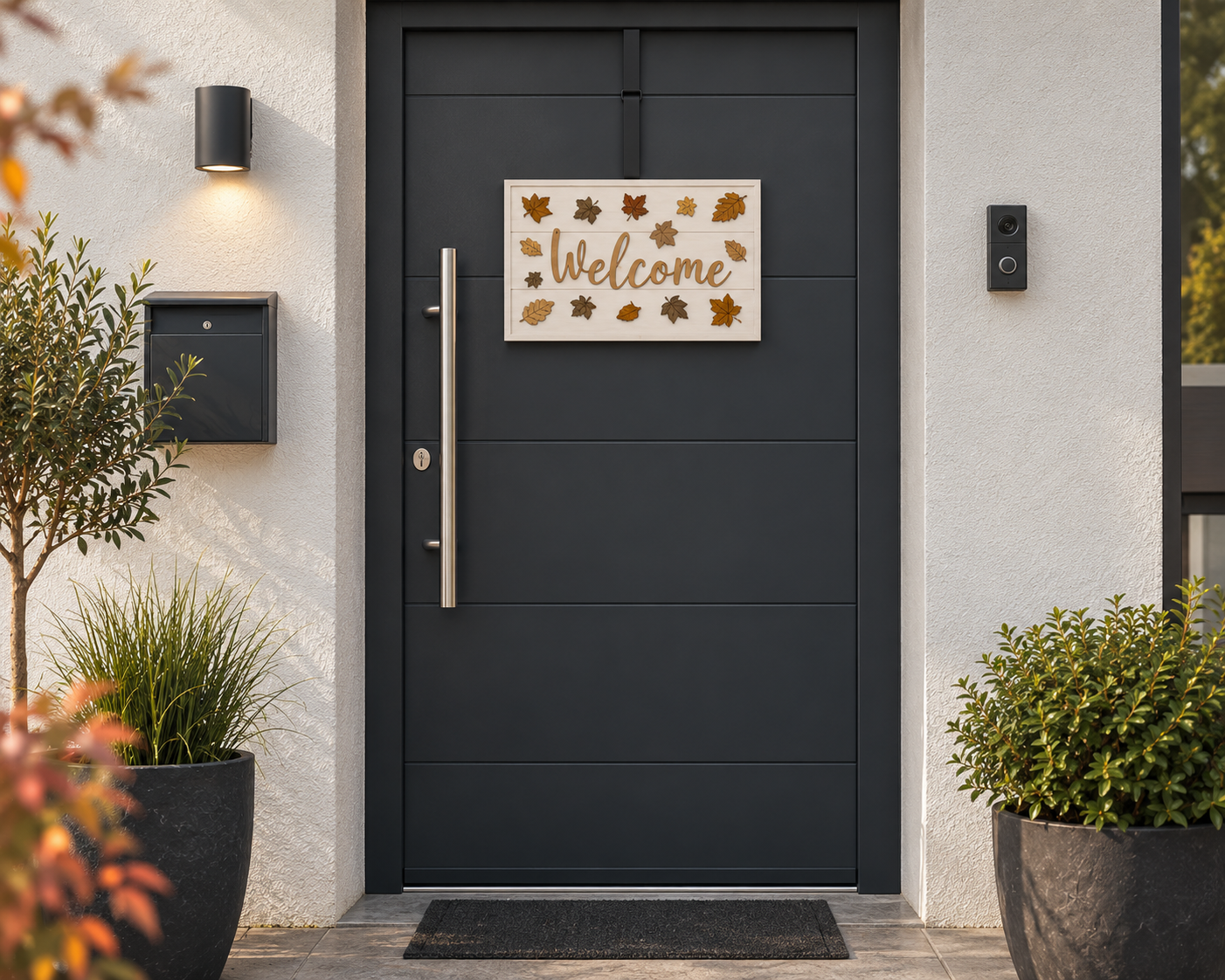 Autumn Welcome Sign, Wooden Fall Door Sign, Rustic Autumn Door Décor, Fall Leaves Front Door Decoration